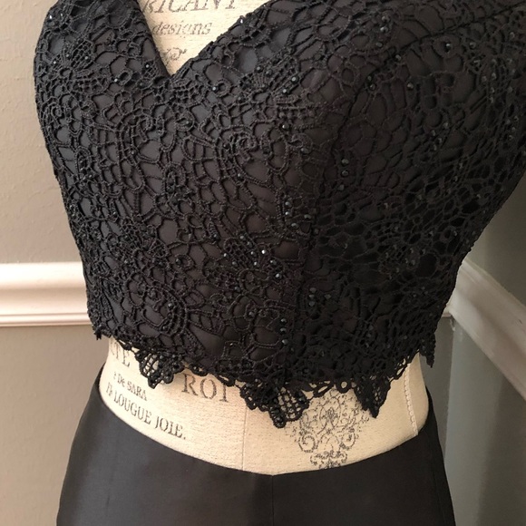 NEW ALYCE PARIS SZ 12 BLACK TWO PIECE LACE BEADED FORMAL EVENING GOWN - Picture 6 of 16